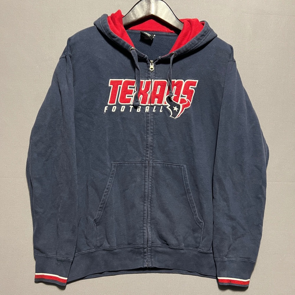 NFL Team Apparel Houston Texans Full Zip Hoodie Navy Blue Mens XL Embroidered